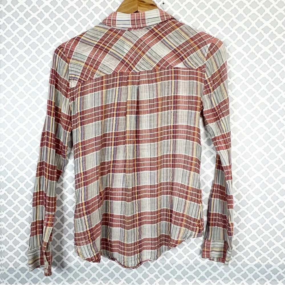 GUC We The Free Plaid Gauze Long Sleeve Shirt - Picture 7 of 10